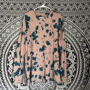 Beige Tie Dye Long Sleeve Pocket Tee